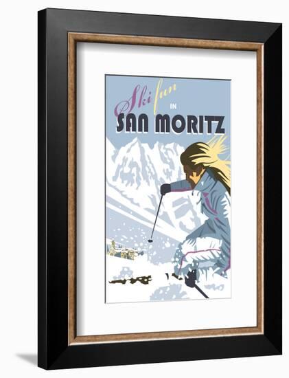 San Moritz - Dave Thompson Contemporary Travel Print-Dave Thompson-Framed Giclee Print