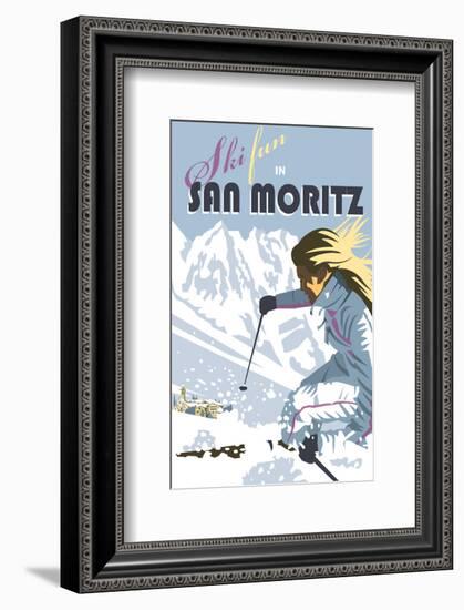 San Moritz - Dave Thompson Contemporary Travel Print-Dave Thompson-Framed Giclee Print