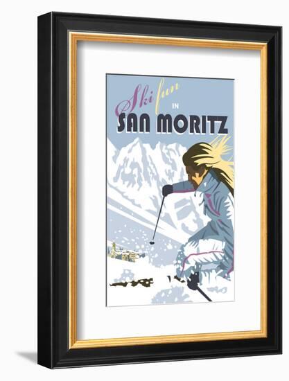 San Moritz - Dave Thompson Contemporary Travel Print-Dave Thompson-Framed Giclee Print
