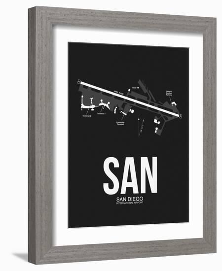 SAN San Diego Airport Black-NaxArt-Framed Art Print