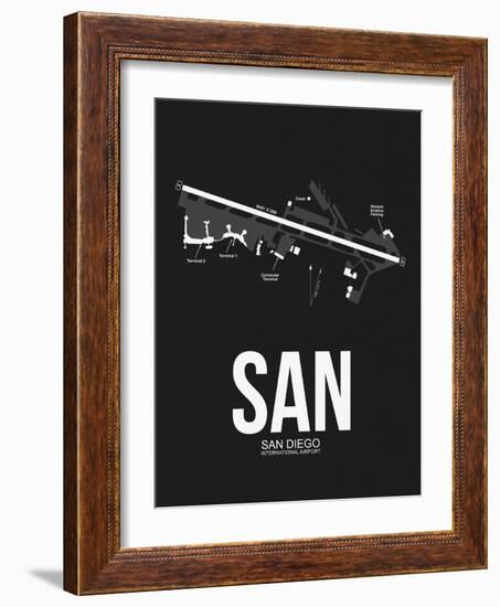 SAN San Diego Airport Black-NaxArt-Framed Art Print