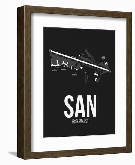 SAN San Diego Airport Black-NaxArt-Framed Art Print