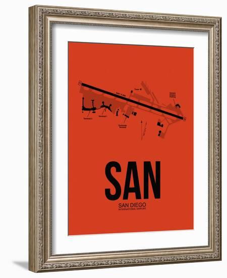 SAN San Diego Airport Orange-NaxArt-Framed Art Print