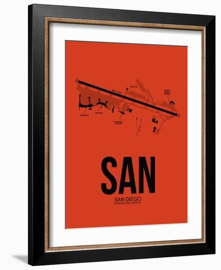 SAN San Diego Airport Orange-NaxArt-Framed Art Print