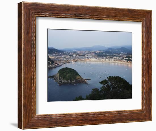 San Sebastian Bay at Night, Basque Country, Euskadi, Spain-Christian Kober-Framed Photographic Print