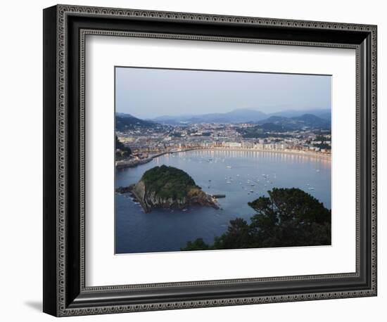 San Sebastian Bay at Night, Basque Country, Euskadi, Spain-Christian Kober-Framed Photographic Print