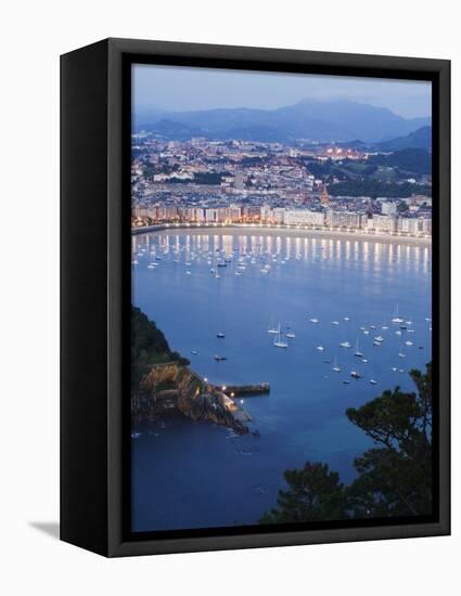 San Sebastian Bay at Night, Basque Country, Euskadi, Spain-Christian Kober-Framed Premier Image Canvas