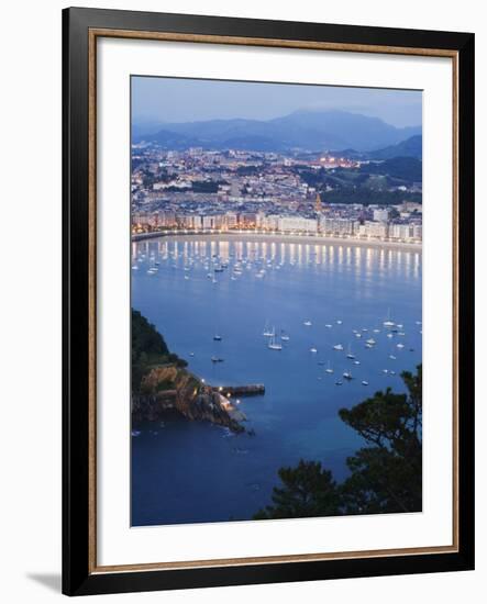 San Sebastian Bay at Night, Basque Country, Euskadi, Spain-Christian Kober-Framed Photographic Print