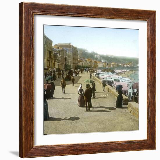 San Sebastian (Spain), the Paseo of La Concha and the Beach, Circa 1885-1890-Leon, Levy et Fils-Framed Photographic Print