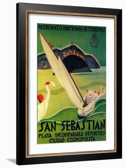 San Sebastian Vintage Poster - Europe-Lantern Press-Framed Art Print