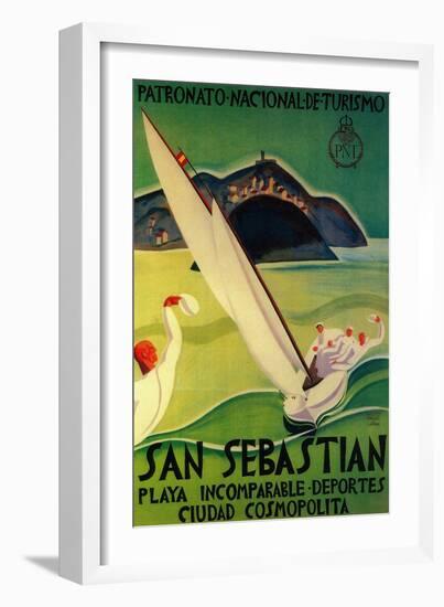 San Sebastian Vintage Poster - Europe-Lantern Press-Framed Art Print