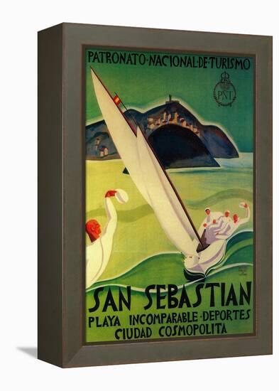 San Sebastian Vintage Poster - Europe-Lantern Press-Framed Stretched Canvas