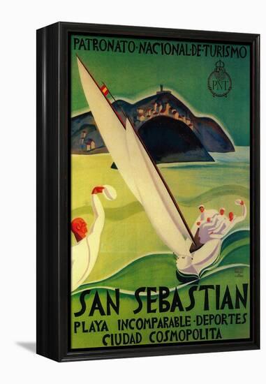 San Sebastian Vintage Poster - Europe-Lantern Press-Framed Stretched Canvas