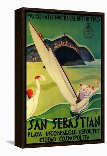 San Sebastian Vintage Poster - Europe-Lantern Press-Framed Stretched Canvas