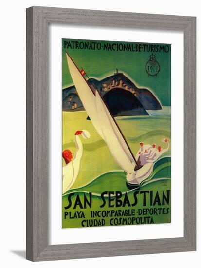 San Sebastian Vintage Poster - Europe-Lantern Press-Framed Premium Giclee Print