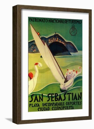 San Sebastian Vintage Poster - Europe-Lantern Press-Framed Premium Giclee Print