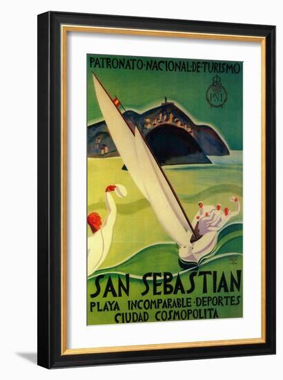San Sebastian Vintage Poster - Europe-Lantern Press-Framed Premium Giclee Print