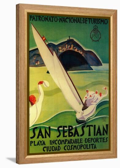 San Sebastian Vintage Poster - Europe-Lantern Press-Framed Stretched Canvas