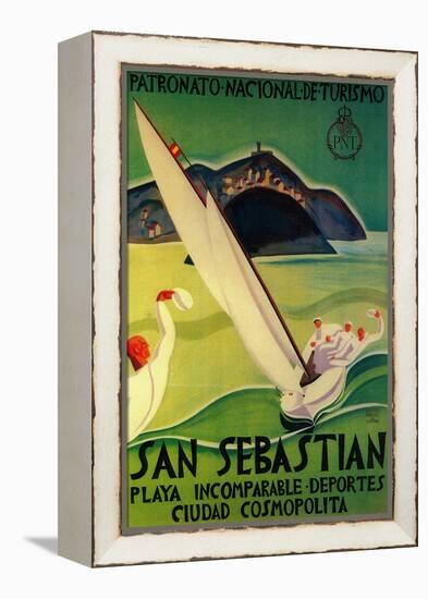 San Sebastian Vintage Poster - Europe-Lantern Press-Framed Stretched Canvas