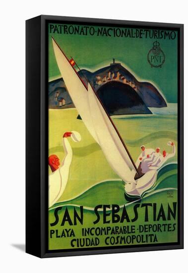 San Sebastian Vintage Poster - Europe-Lantern Press-Framed Stretched Canvas