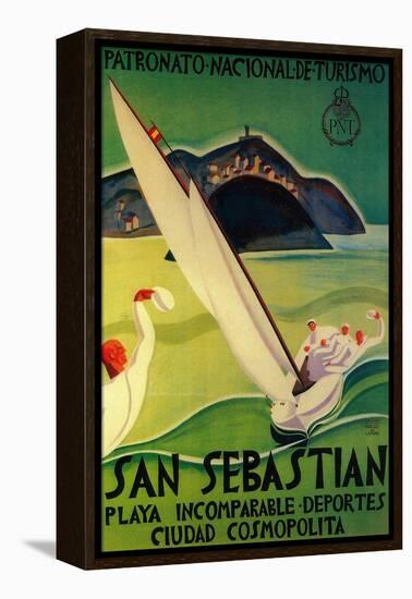 San Sebastian Vintage Poster - Europe-Lantern Press-Framed Stretched Canvas