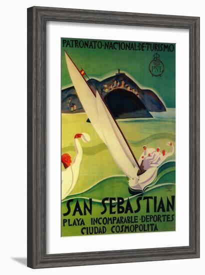 San Sebastian Vintage Poster - Europe-Lantern Press-Framed Art Print