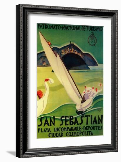 San Sebastian Vintage Poster - Europe-Lantern Press-Framed Art Print