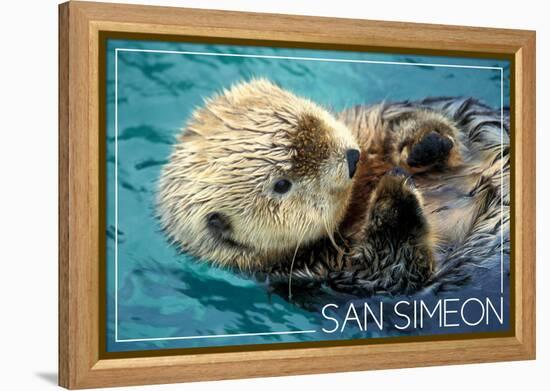 San Simeon, CA - Sea Otter-Lantern Press-Framed Stretched Canvas