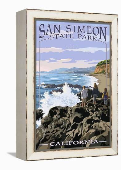 San Simeon State Park - Beach Scene - California-Lantern Press-Framed Stretched Canvas