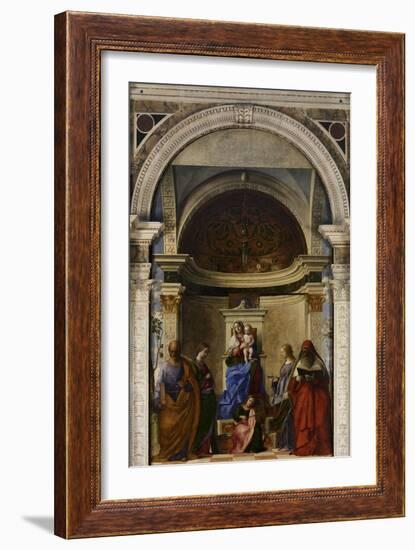 San Zaccaria Altarpiece (Madonna Enthroned)-Giovanni Bellini-Framed Art Print