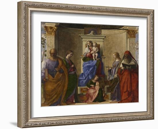 San Zaccaria Altarpiece (Madonna with Child, Sts Peter, Catherine of Alexandria, Lucy, and Jerome)-Giovanni Bellini-Framed Giclee Print