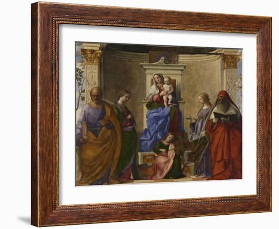 San Zaccaria Altarpiece (Madonna with Child, Sts Peter, Catherine of Alexandria, Lucy, and Jerome)-Giovanni Bellini-Framed Giclee Print