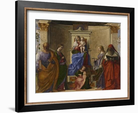 San Zaccaria Altarpiece (Madonna with Child, Sts Peter, Catherine of Alexandria, Lucy, and Jerome)-Giovanni Bellini-Framed Giclee Print