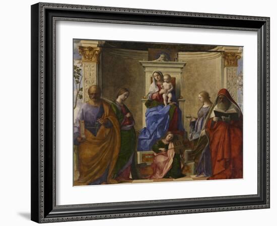 San Zaccaria Altarpiece (Madonna with Child, Sts Peter, Catherine of Alexandria, Lucy, and Jerome)-Giovanni Bellini-Framed Giclee Print