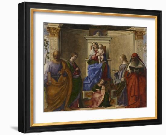 San Zaccaria Altarpiece (Madonna with Child, Sts Peter, Catherine of Alexandria, Lucy, and Jerome)-Giovanni Bellini-Framed Giclee Print