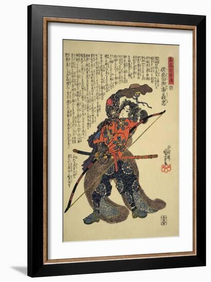 Sanada Yoichi Yoshitada, Dressed for the Hunt with a Bow in Hand-Kuniyoshi Utagawa-Framed Giclee Print