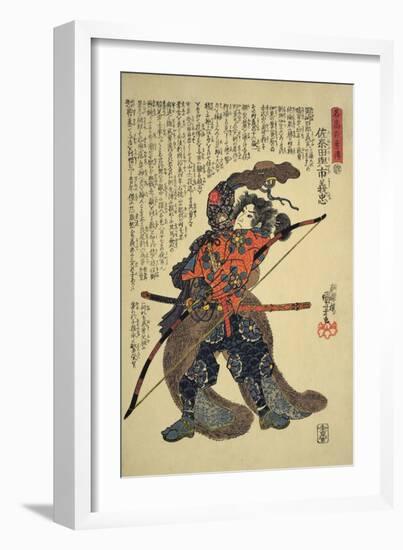 Sanada Yoichi Yoshitada, Dressed for the Hunt with a Bow in Hand-Kuniyoshi Utagawa-Framed Giclee Print