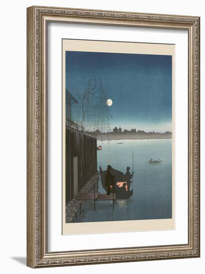 Sanbashi Bridge in Fukugawa at Night.-null-Framed Art Print