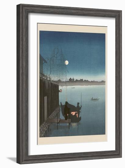 Sanbashi Bridge in Fukugawa at Night.-null-Framed Art Print