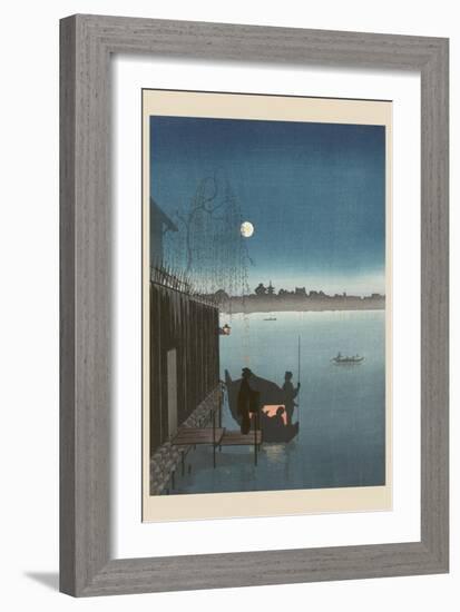 Sanbashi Bridge in Fukugawa at Night.-null-Framed Art Print