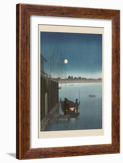 Sanbashi Bridge in Fukugawa at Night.-null-Framed Art Print