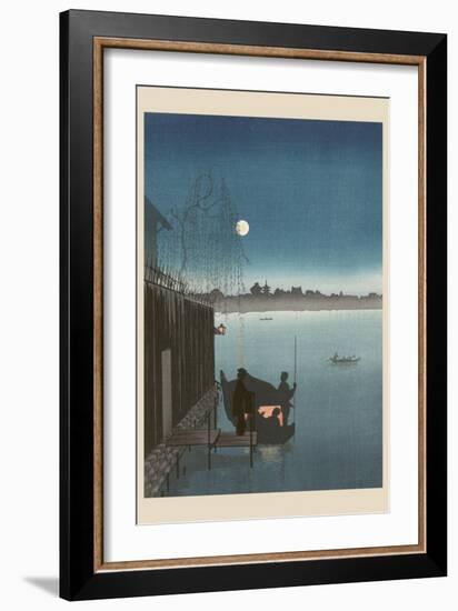 Sanbashi Bridge in Fukugawa at Night.-null-Framed Art Print