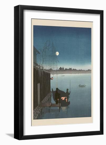 Sanbashi Bridge in Fukugawa at Night.-null-Framed Art Print