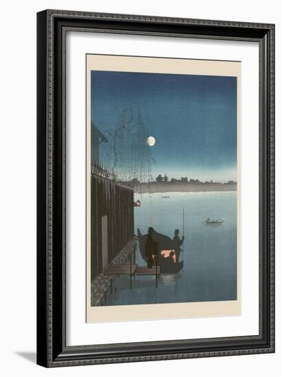 Sanbashi Bridge in Fukugawa at Night.-null-Framed Art Print