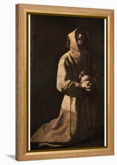 Sanctity: St Francis in Meditation, 1635-1639-Francisco de Zurbaran-Framed Premier Image Canvas