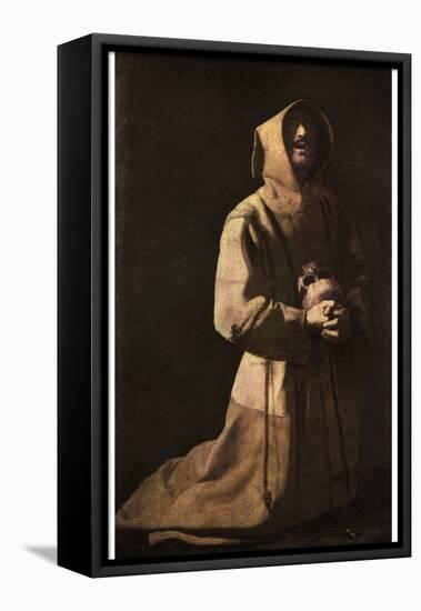 Sanctity: St Francis in Meditation, 1635-1639-Francisco de Zurbaran-Framed Premier Image Canvas