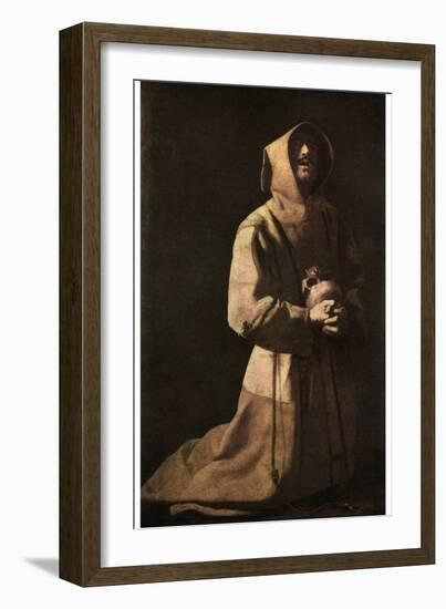 Sanctity: St Francis in Meditation, 1635-1639-Francisco de Zurbaran-Framed Giclee Print
