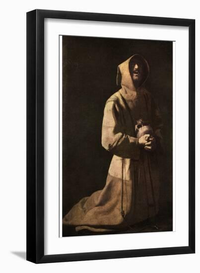 Sanctity: St Francis in Meditation, 1635-1639-Francisco de Zurbaran-Framed Giclee Print