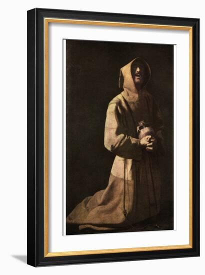 Sanctity: St Francis in Meditation, 1635-1639-Francisco de Zurbaran-Framed Giclee Print