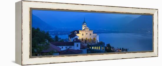 Sanctuary of Madonna Del Sasso Illuminated at Dusk, Locarno, Lake Maggiore-Doug Pearson-Framed Premier Image Canvas